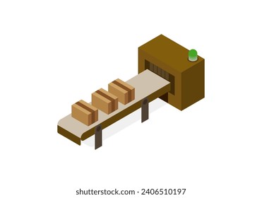 Packaging boxes on industrial conveyor belts