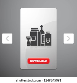 packaging, Branding, marketing, product, bottle Glyph Icon in Carousal Pagination Slider Design & Red Download Button