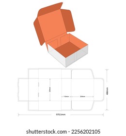 Packaging cardboard box for postal mail template papercut samples 3d outline