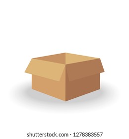 Packaging cardboard open box in isometry isolated on white background for delivery service or gift container.Vector illustration