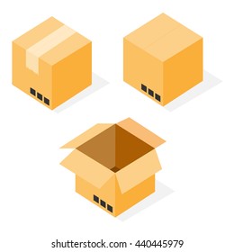 packaging carton boxes set. Flat vector