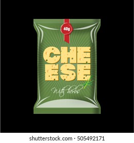 Packaging for cheese. Herbal, green package.