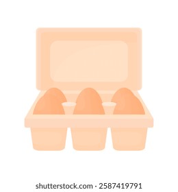 Packaging of chicken eggs 6 pieces in cartoon style on a white isolated background. Natural farm products. Healthy eating