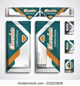 Packaging chocolate. Template for the design of sweets. Vector illustration of green
