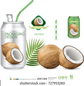 Packaging with  coconut water drink.vector