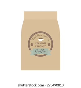 packaging of coffee beams, isolated on white background