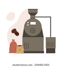 Packaging coffee beans product. Natural coffee production cartoon vector illustration