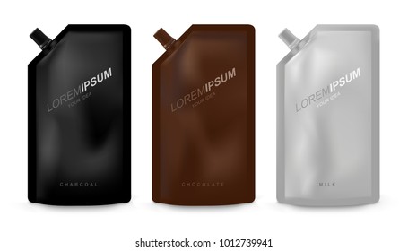 Packaging collection, blank plastic pouch template for your product design. mock up, vector illustration and design.