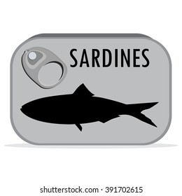 Packaging collection. Vector illustration can of sardines. Canned food