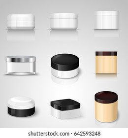 Packaging containers vector templates set.