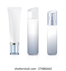Packaging containers white color, package cream, Beauty products set. Vector