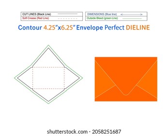  Sobre contorno de empaque plantilla de línea de 4.25x6.25 pulgadas y sobre 3D Redimensionable fácilmente