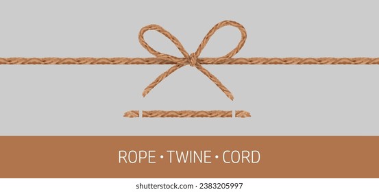 El cable de empaque se golpeó la proa. Linen twine con un nudo. Un elemento de diseño. Patrón sin foco.