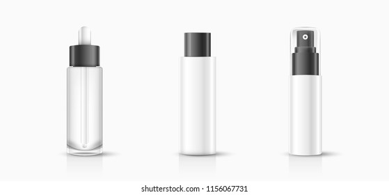 Packaging cosmetic cream, lotion and spray template vector design illustration.