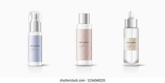 Packaging cosmetic cream, lotion and spray template vector design illustration.