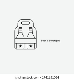 Embalaje de una botella de cerveza de pareja. Caja de embalaje de cerveza artesanal.Icono de cerveza y bebidas.Concepto de comida y bebida.Ilustración vectorial.
