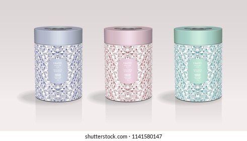 Packaging Design 3d Illustration Template Candy Shop Design Cylinder Container Holiday Festive Season Jars Label Easter Packaging