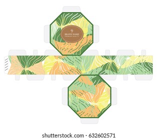 Packaging design, 8-sided box. Illustration vector.