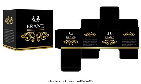 Packaging Design Black Gold Luxury Box Stock Vector (Royalty Free ...