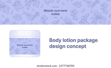 Verpackungsdesign für Körperlotion. Vektorgrafik-Etikettenvorlage mit Beerendekor. Gut für Essen, Trinken, Kosmetik etc. 