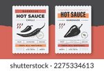 Packaging design for chili pepper. Hot Sauce vintage product label template. Retro package with spicy ingredients.
