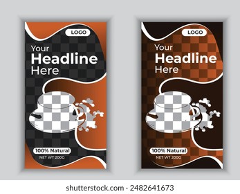 Packaging design for coffee.
Coffee label design template. Editable text label coffee design. Vector illustration.
