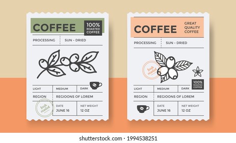 Packaging design for coffee. Vector vintage product label template. Retro package with Coffee branch. - Shutterstock ID 1994538251
