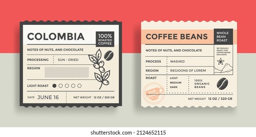 Packaging design for coffee. Vector vintage product label template. Retro package with Coffee branch. - Shutterstock ID 2124652115