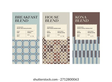 Packaging design for coffee. Vector vintage product label template.