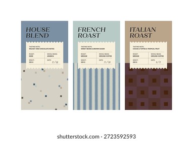 Diseño de embalaje para café. Plantilla de etiqueta de producto vintage de Vector. Paquete retro con la rama del café.