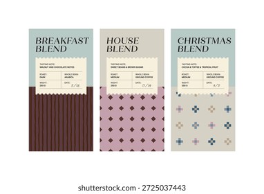 Diseño de embalaje para café. Plantilla de etiqueta de producto vintage de Vector. Paquete retro con la rama del café.