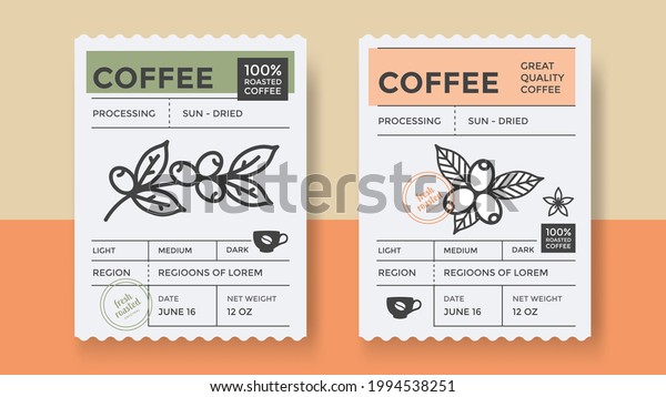 Packaging design for coffee.
Vector vintage product label template. Retro package with Coffee
branch.