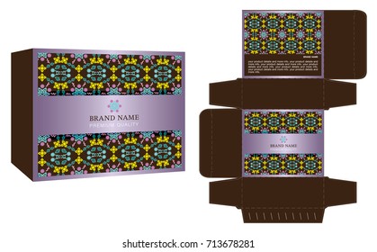 Packaging design, colorful box design template and mockup box. Illustration vector