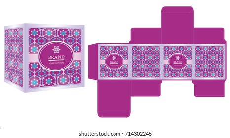 Packaging design, colorful box design template and mockup box. Illustration vector