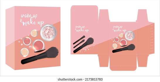 Packaging design, cosmetic container, make up box template and mockup box, illustration vector.