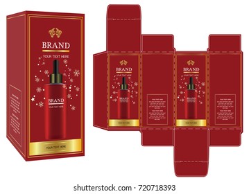 Packaging design, cosmetic container on red background box design template and mockup box. Illustration vector