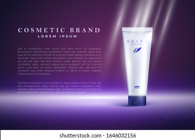 Packaging design of cosmetic tube. Cosmetic ads concept, white moisturizer cosmetic tube with place for brand name, logo and other texts.