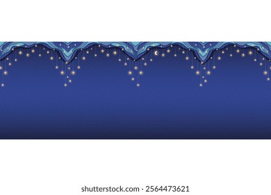 Packaging design, four sides of the box with a seamless line pattern depicting Moonlit Sky with stars in Vintage Paper Cutout Style