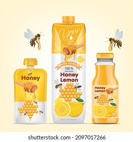 Packaging Design For Honey Lemonade.illustration Vector