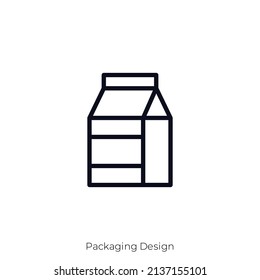 Icono de Diseño de empaquetado. Diseño de icono de estilo de esquema aislado en fondo blanco