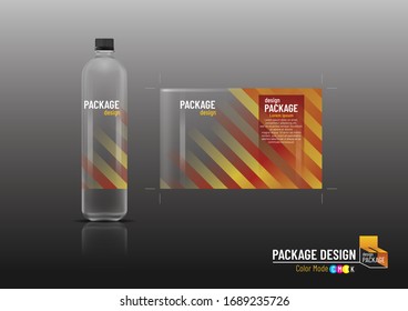 Packaging design, label & bottles for drinks, mock up, Vector illustration