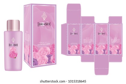 Packaging design, Label on cosmetic container with luxury box template and mockup box. illustration vector.