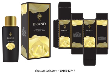 Packaging design, Label on cosmetic container with luxury box template and mockup box. illustration vector.