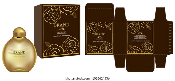 Packaging design, Label on cosmetic container with luxury box template and mockup box. illustration vector.