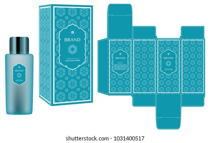 Packaging design, Label on cosmetic container with luxury box template and mockup box. illustration vector.