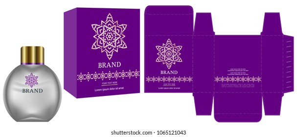 Packaging design, Label on cosmetic container with luxury box template and mockup box. illustration vector.