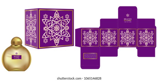 Packaging design, Label on cosmetic container with luxury box template and mockup box. illustration vector.