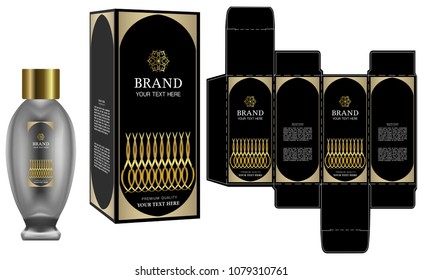 Packaging design, Label on cosmetic container with luxury box template and mockup box. illustration vector.	
