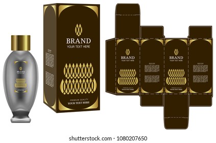 Packaging design, Label on cosmetic container with luxury box template and mockup box. illustration vector.