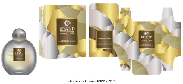 Packaging design, Label on cosmetic container with luxury box template and mockup box, illustration vector.	